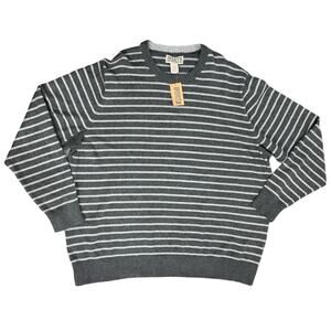 Duluth Trading Company Gray Strongarm All-Over Stripe Crew Sweater size 2XL NEW